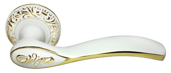 Ручка дверная MORELLI MH-36-CLP W/PG «CATHERINE», цвет — белый/золото