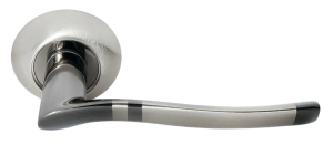 Ручка дверная MORELLI MH-04 SN/BN «ФОНТАН», цвет — белый никель/черный никель