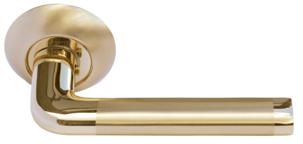 Ручка дверная MORELLI MH-03 SG/GP «КОЛОННА», цвет — матовое золото/золото