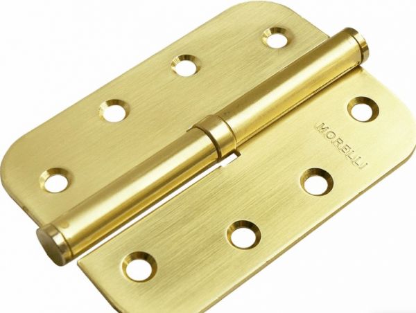 Петля MORELLI стальная разъёмная скругленная MSD-C 100X70X2.5 SG L/R, цвет — матовое золото