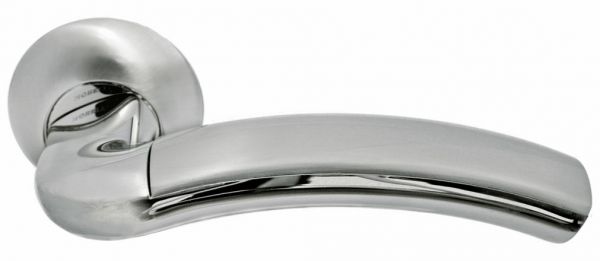 Ручка дверная MORELLI MH-02 SN/CP «ПАЛАЦЦО — II» , цвет — белый никель/полированный хром