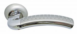 Ручка дверная MORELLI MH-02P SN/CP «ПАЛАЦЦО», цвет — белый никель/полированный хром