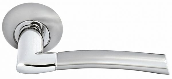 Ручка дверная MORELLI MH-06 SN/CP «ПИЗА», цвет — белый никель/полированный хром